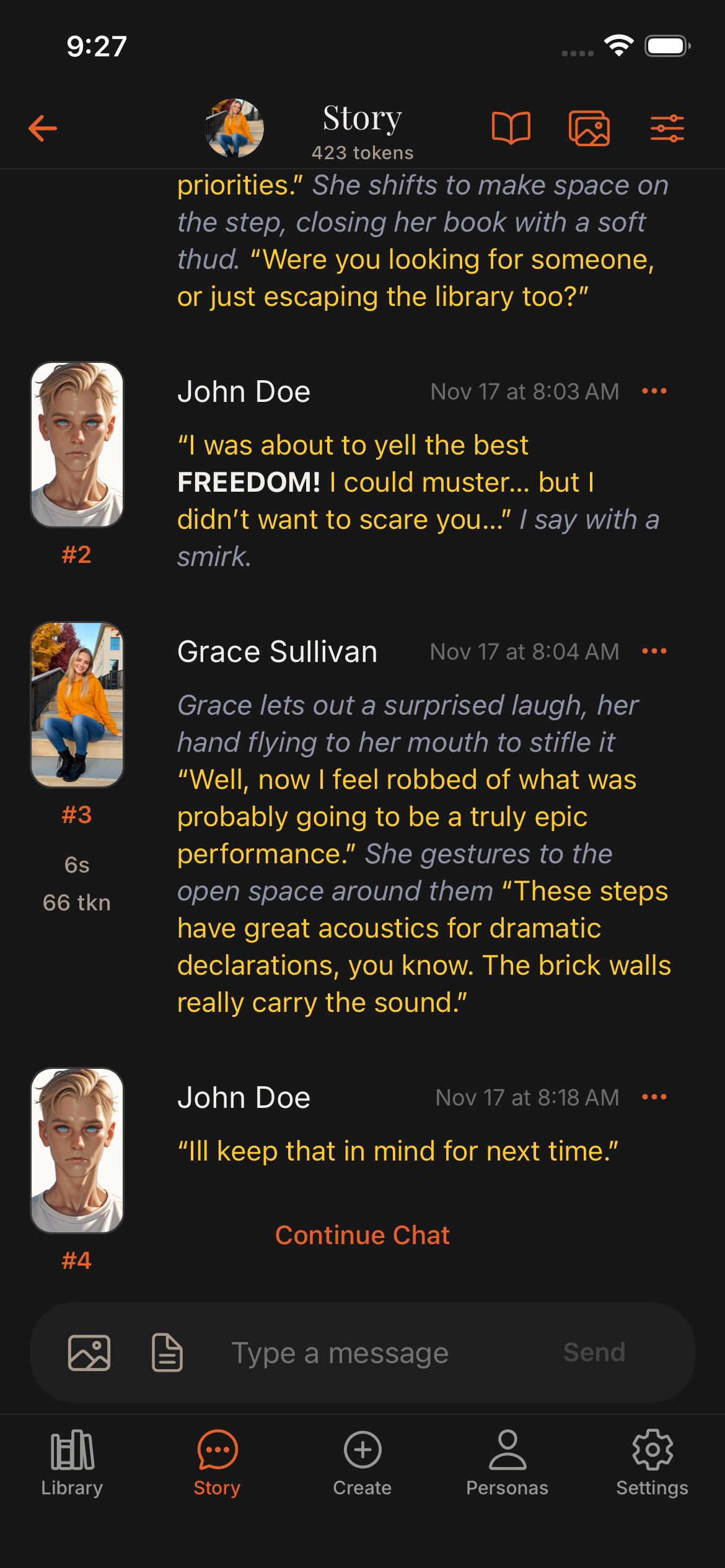 Story Mode Chat Interface