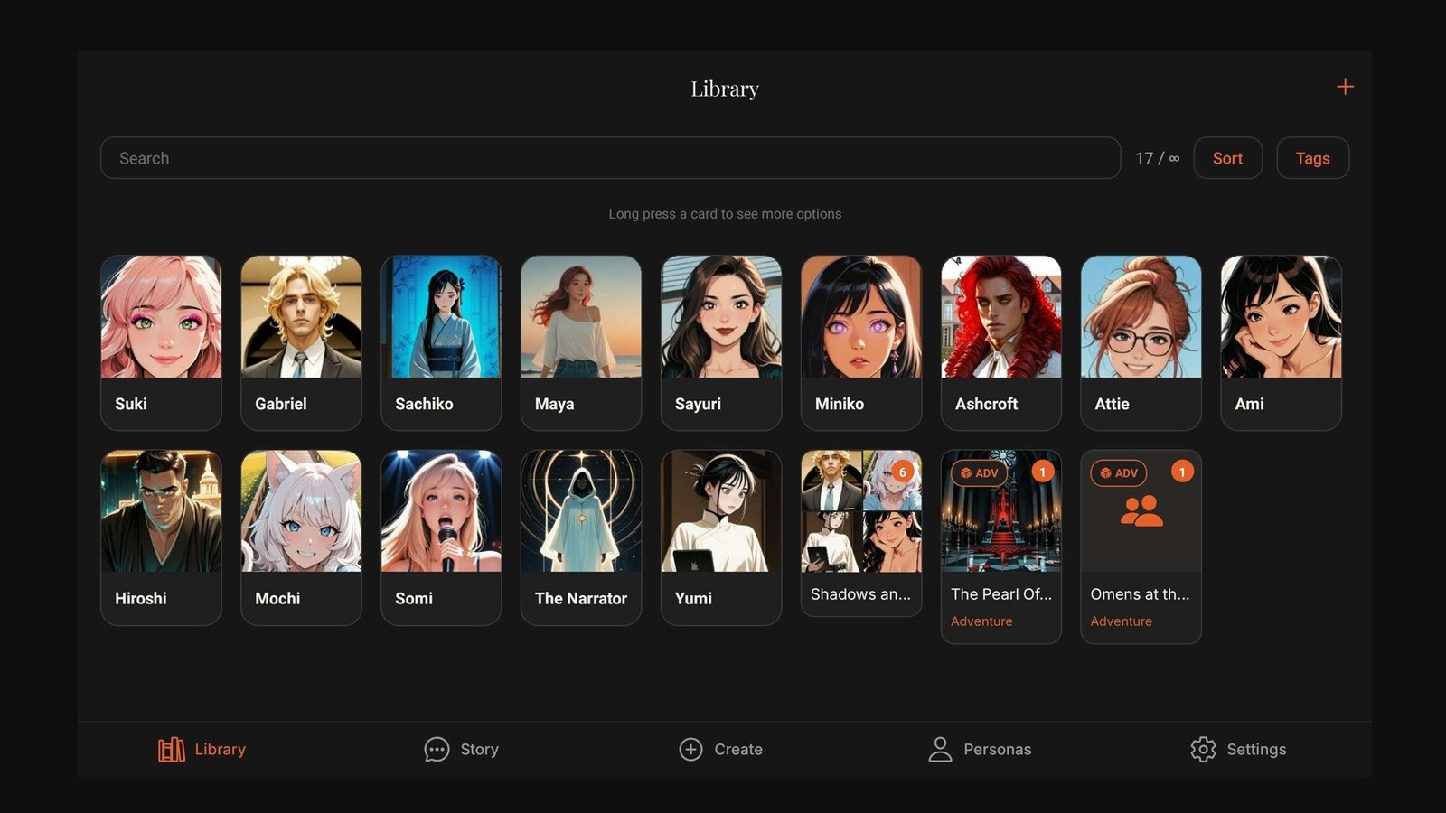 ChatticaAI character and adventure library on a tablet